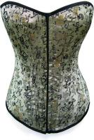 Beige and Black chinese broquard Corset with ZIP