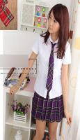 Schoolgirl Outfit Japanese Korean cosplay purple and white plus tie