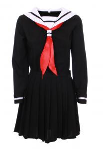 Schoolgirl Outfit Japanese Korean cosplay white and black with red scarf