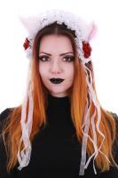 Serre tte gothic lolita blanche et rouge avec oreilles de chat