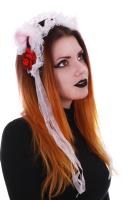 Gothic Lolita Headband, Red and White with cat\'s ears