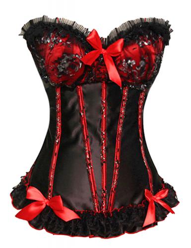 Black and red corset with ribbons and bows