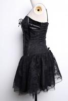 Robe corset noir avec motifs fleurs et bretelle