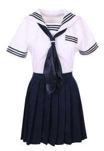 Schoolgirl Outfit Japanese Korean cosplay blue and white