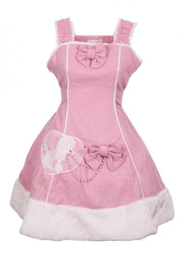 Dress sweet lolita poodle patern, pink and white