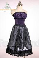 Lolita Troubadour Boned Corset black Dress Vintage Lace Bustle Pinafore Knee Length