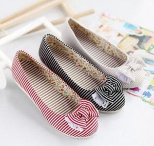 Balerina flat kawaii, stripped with bow, black and white