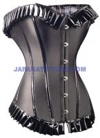 Black Satin corset with PVC ribbons