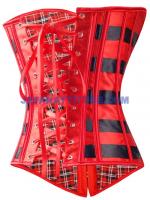 Corset rouge ray noir avec noeud