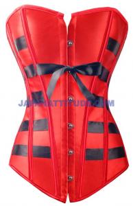 Red and black stripped Corset with bow