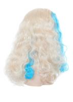 Perruque blande et bleu frise 50cm, cosplay lagoona