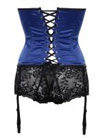 Blue corset with black lace on front