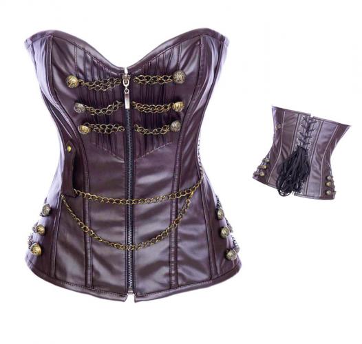 Brown purple corset steampunk chains and buttons