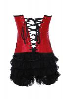 Red corset with black lace, shorty bottom