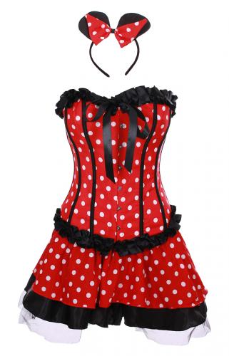 Corset dress black and redwith ribbons
