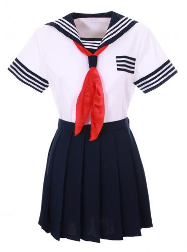 Schoolgirl Outfit Japanese cosplay blue and black with scarf