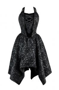 Black dress with lacing, flowers ans straps