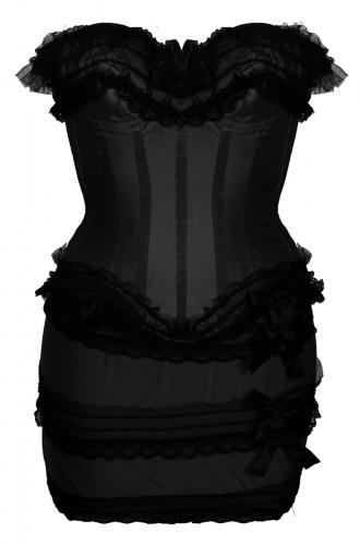 Lace and skirt with black shinny corset