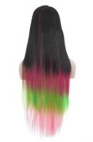 Long wig black pink and green 85cm, rock lolita