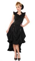 Longue robe noire sobre avec jupe remonte lgante gothique aristocrate Banned