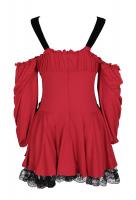 Red velvet pirate dress with lace and ribbons, costume disguise