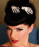 White with blood stains Skeleton Hand Hair Clip