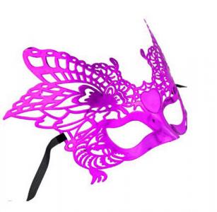 Masque masquerade violet rose brillant avec motif papillon et cur