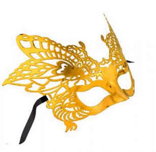 Masquerade mask with butterfly and hearts gold color