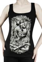 T-shirt dbardeur noir crne de vampire, autel gothique et chauves-souris