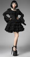 Black sleeveless dress with layers of lace, gothic lolita Punk Rave LQ-063