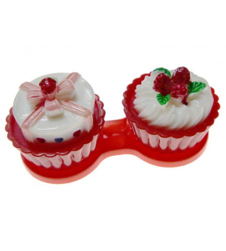 Boitier  lentilles cupcake rouge