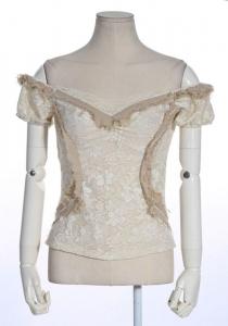 White beige shirt special steampunk corset RQBL