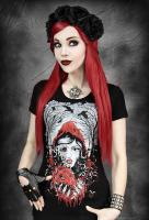 black t-shirt Red Riding Hood with wolf heart horror t-shirt