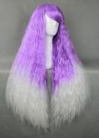 Perruque longue frise violette et blanche 80-90cm rhapsody, fashion lolita