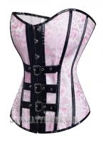 Pink Corset with flowers and black vinyl stripes