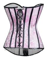 Pink Corset with flowers and black vinyl stripes