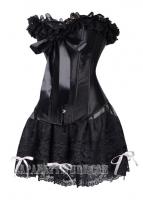Black lace Corset with ribbons and seetrough skirt