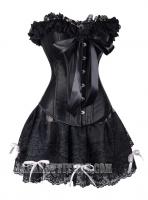 Black lace Corset with ribbons and seetrough skirt