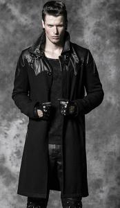 Black coat with bat collar and straps, punk rave Y-473