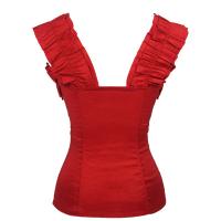 Elegant red corset bustier with zip and braces