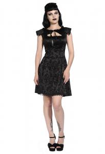Black elegant gothic artiscrat cross and cameo pattern dress