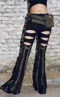 Black and green trousers with opening military steampunk RQBL