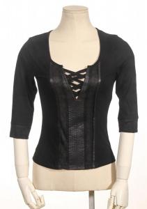 Black top with neck neckline lacing medieval steampunk RQBL
