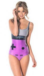 Retro purple gamebox gamer geek Bodysuit Swimsuit tankinis