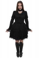 Black long sleeves dress with lace, bow and choker GLP