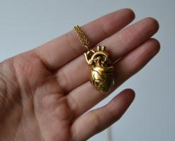 Steampunk heart golden color pendant necklace
