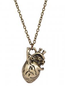 Steampunk heart golden color pendant necklace