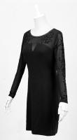 Robe courte ou top noir manches et dcollet transparent motif vintage aristocrate