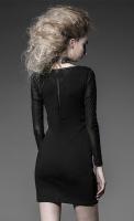 Short black dress or top transparent sleeves and neckline vintage aristocrat pattern