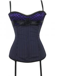 Purple and black overbust corset with flower gothic romantic